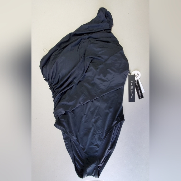 La Blanca Women's Island Goddess Shirred One Shoulder One Piece Swimsuit - Picture 3 of 5